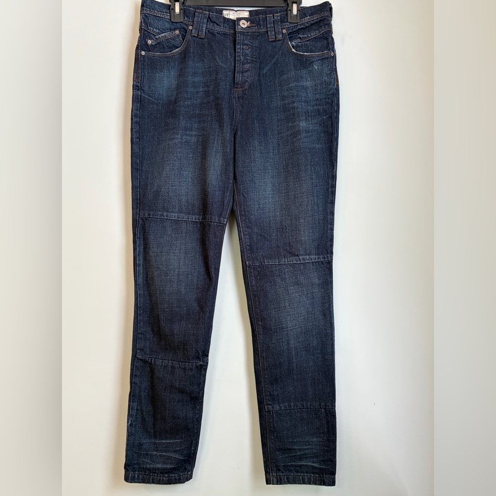 Free People Knee Patch Utility Jeans Dark Wash, Size 27  NWOT